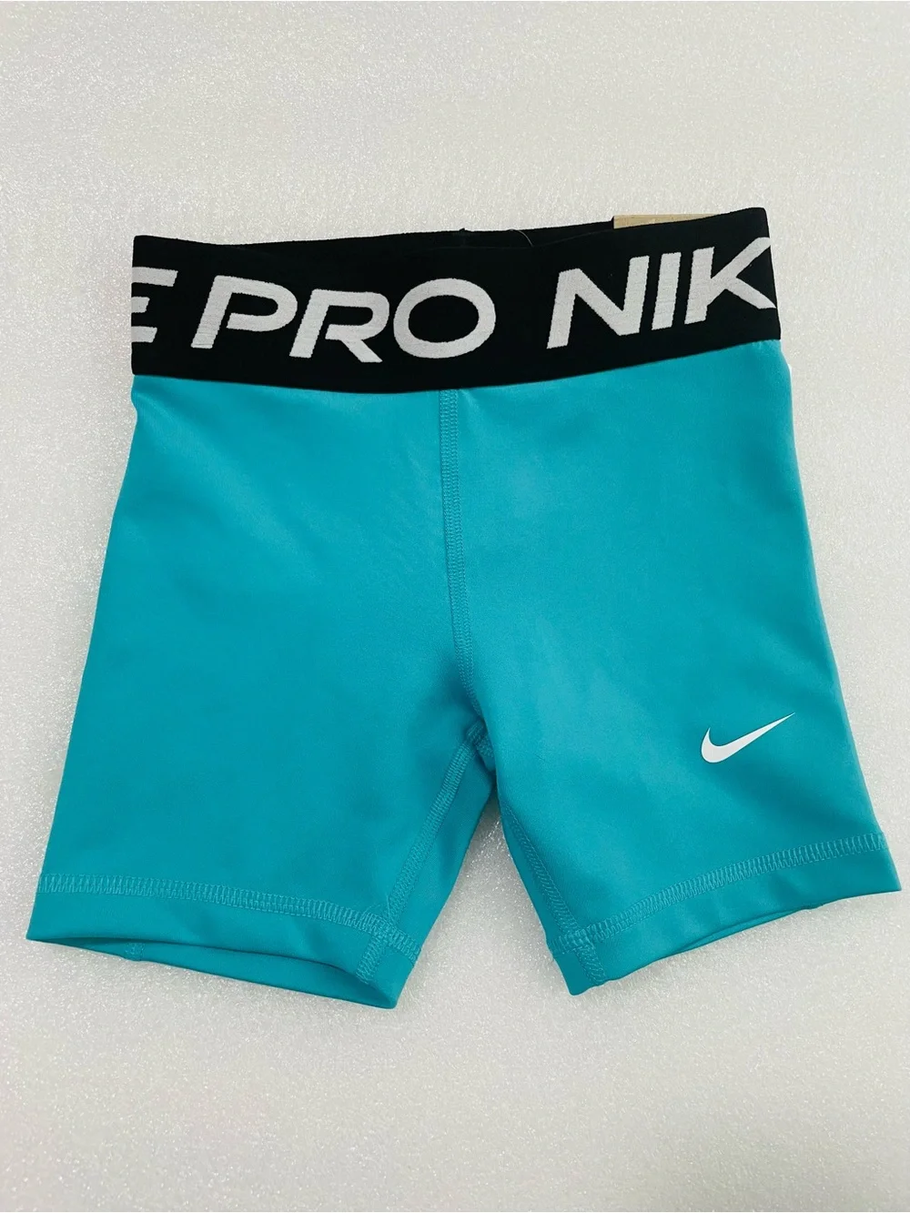 Nike Girls' Turquoise Pro Compression Leggings with Black Waistband